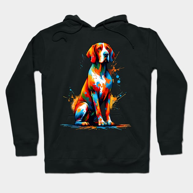 Vibrant Bracco Italiano in Abstract Splash Art Hoodie by ArtRUs